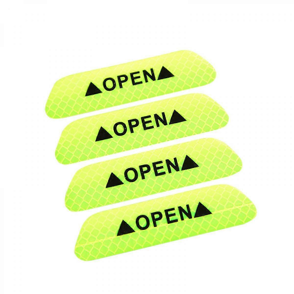 8PCS Reflective Open Warning Stickers for Car Door, Night Visibility Auto Safety Prompt Decals, 9.5CM Anti-Collision Protective