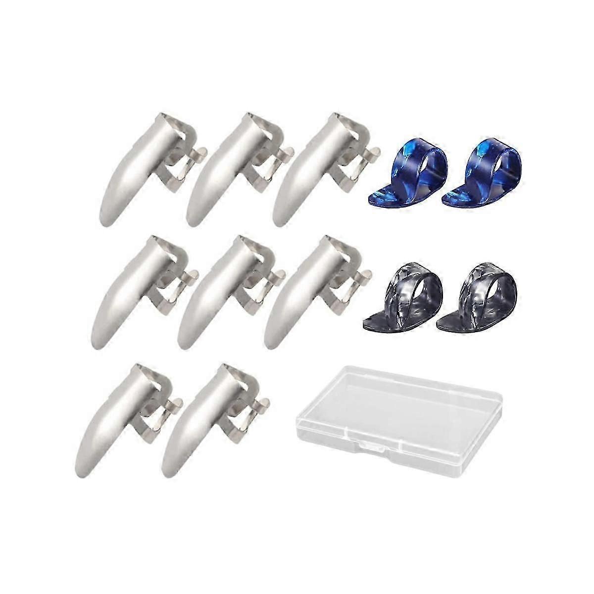 Lot de 12 médiators en acier inoxydable, médiators pour doigts et pouces, médiators réglables pour basse