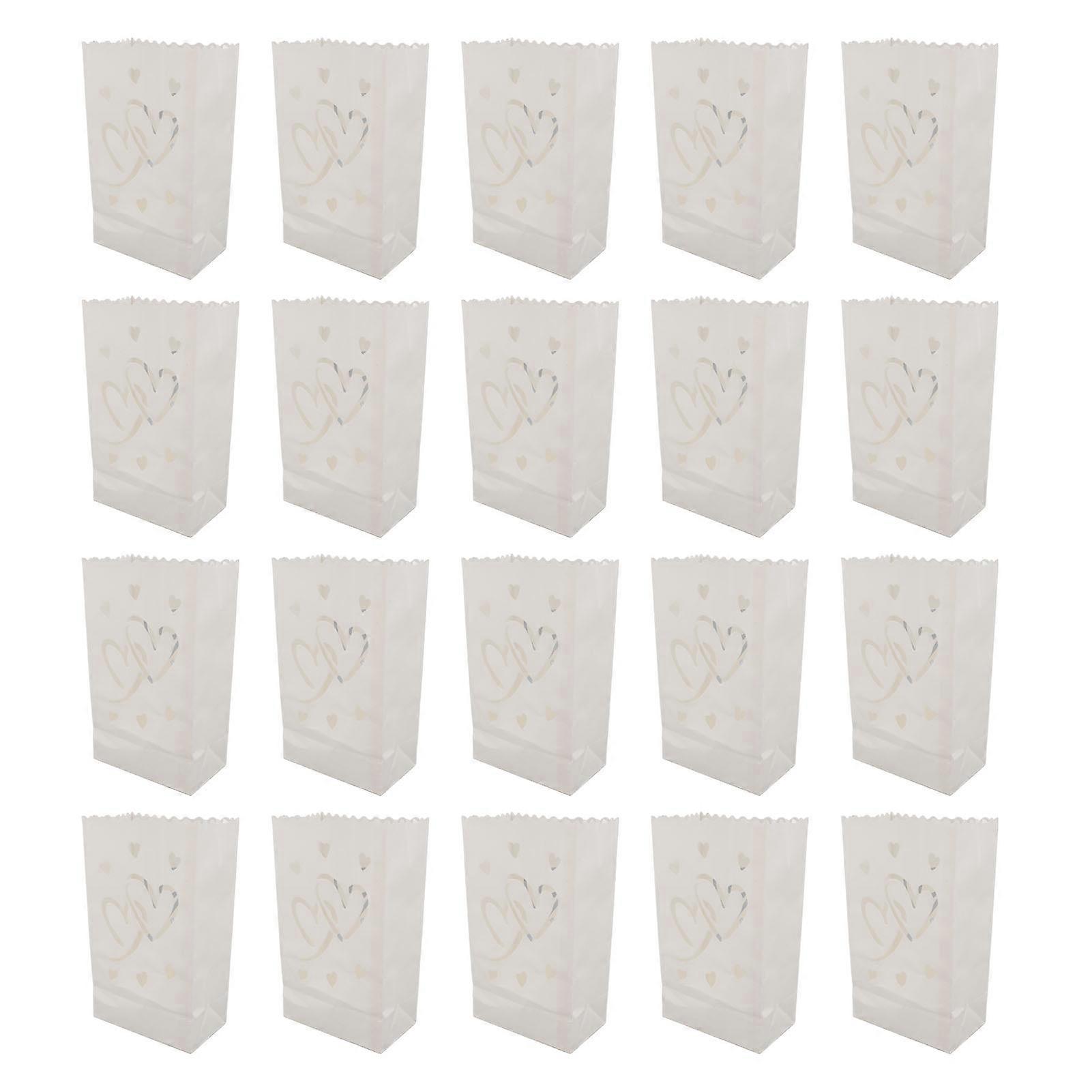 20 Pack Tea Light Candle Bags, Flame Retardant, Reusable, Heart Shaped, for Wedding Party