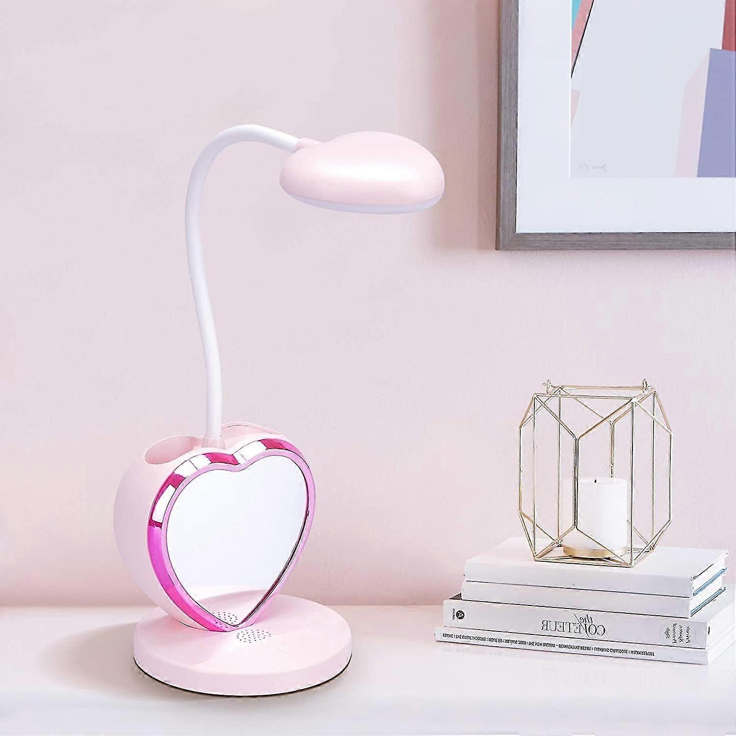 Led Girls Desk Lamp, Eye Friendly Table Lamp With Pen Holder, Rechargeable Usb Port, 2 Color Temperatures For Teenage Students