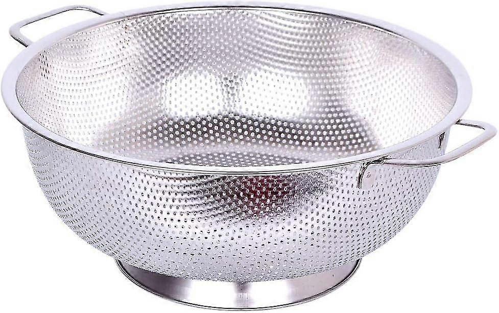 Kitchen Food Strainer - Stainless Steel Colander With Sturdy Handle And Large Stable Ring Base