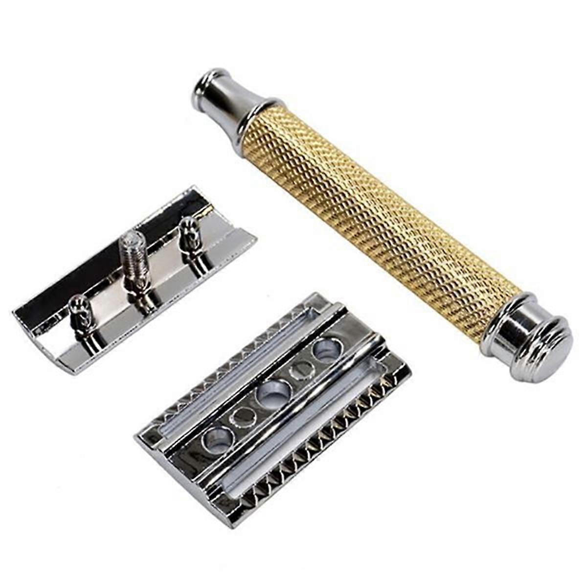 New Mens Folding Shaving Double Edge Classic Shaver Men'S Gold