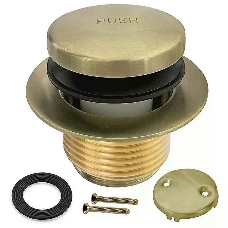 1Set Bathtub Drain Gold Tip Toe Bath Tub Drain Kit With Two-Hole Overflow Faceplate Bath Tub Drain Set Brushed Gold