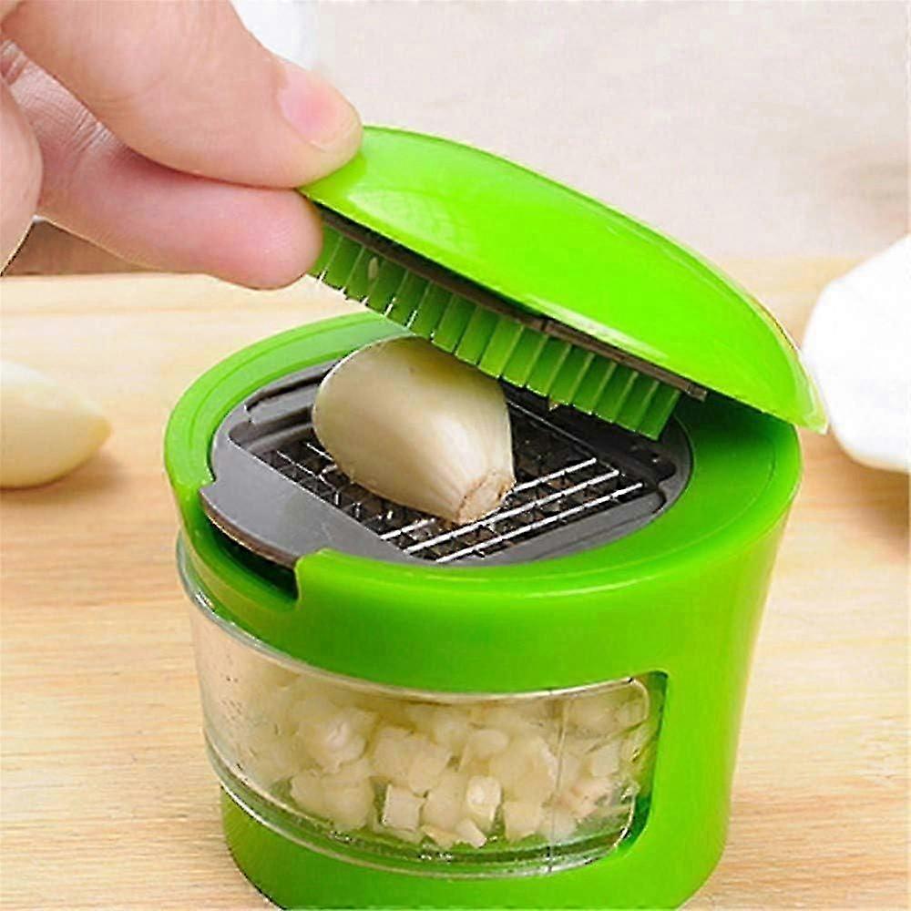Garlic Press, Crusher, Cutter, Mincer, and Storage Container - Includes Silicone