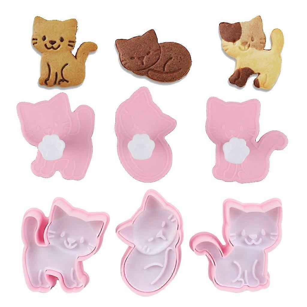 3 Pack Plastic Cookie Cutters Cookie Moulds for Cat Shape Cookie Baking Accessor