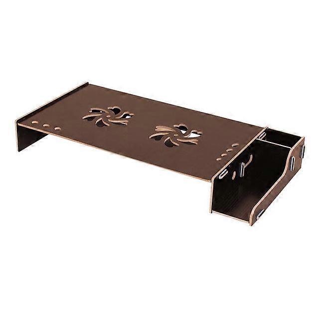 Elevated Wood Computer Monitor Stand Riser Laptop Shelf Desk Organizer with Keyboard Storage