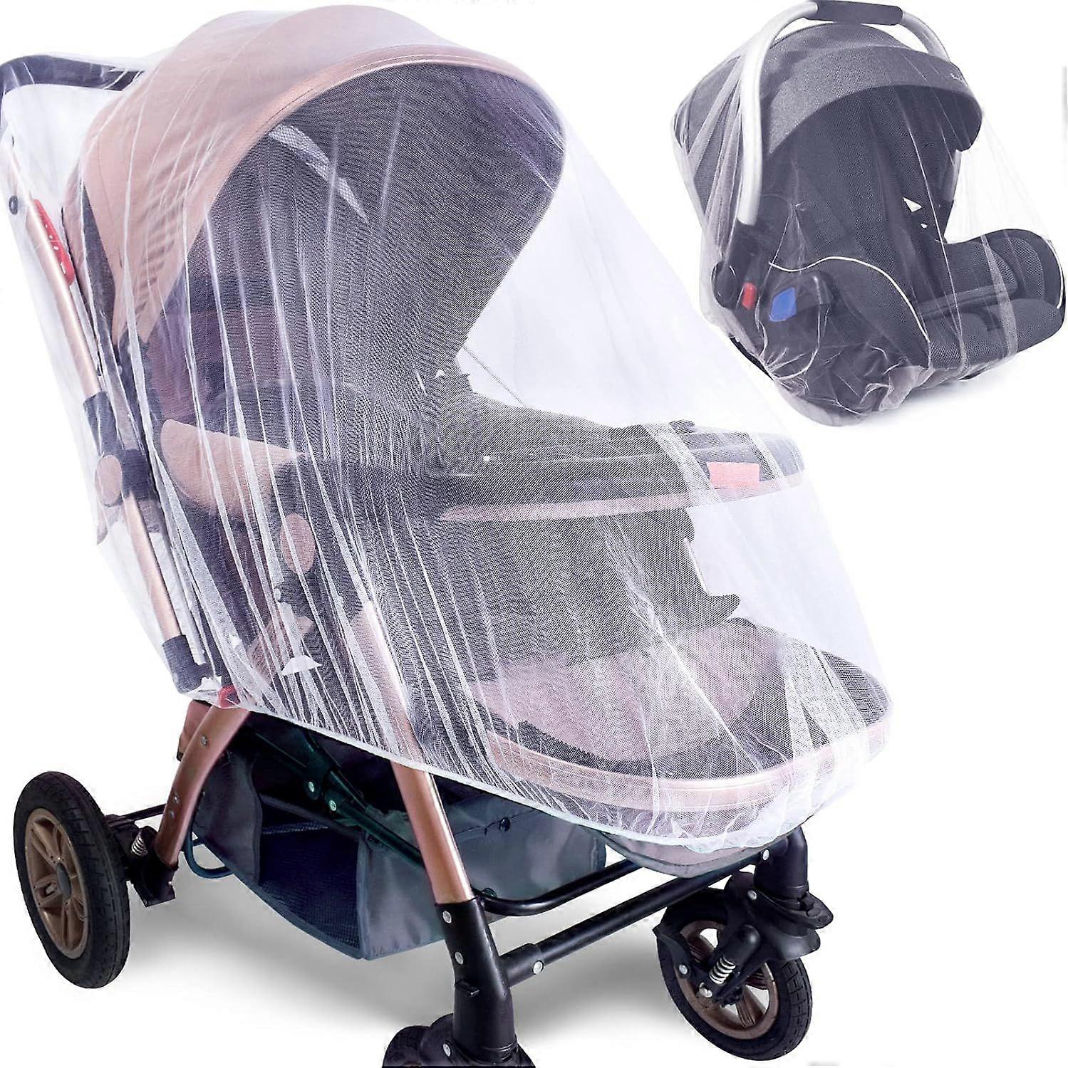 Pack Mosquito Net for Strollers, Car Seats, Portable, Durable and Long Lasting (White)