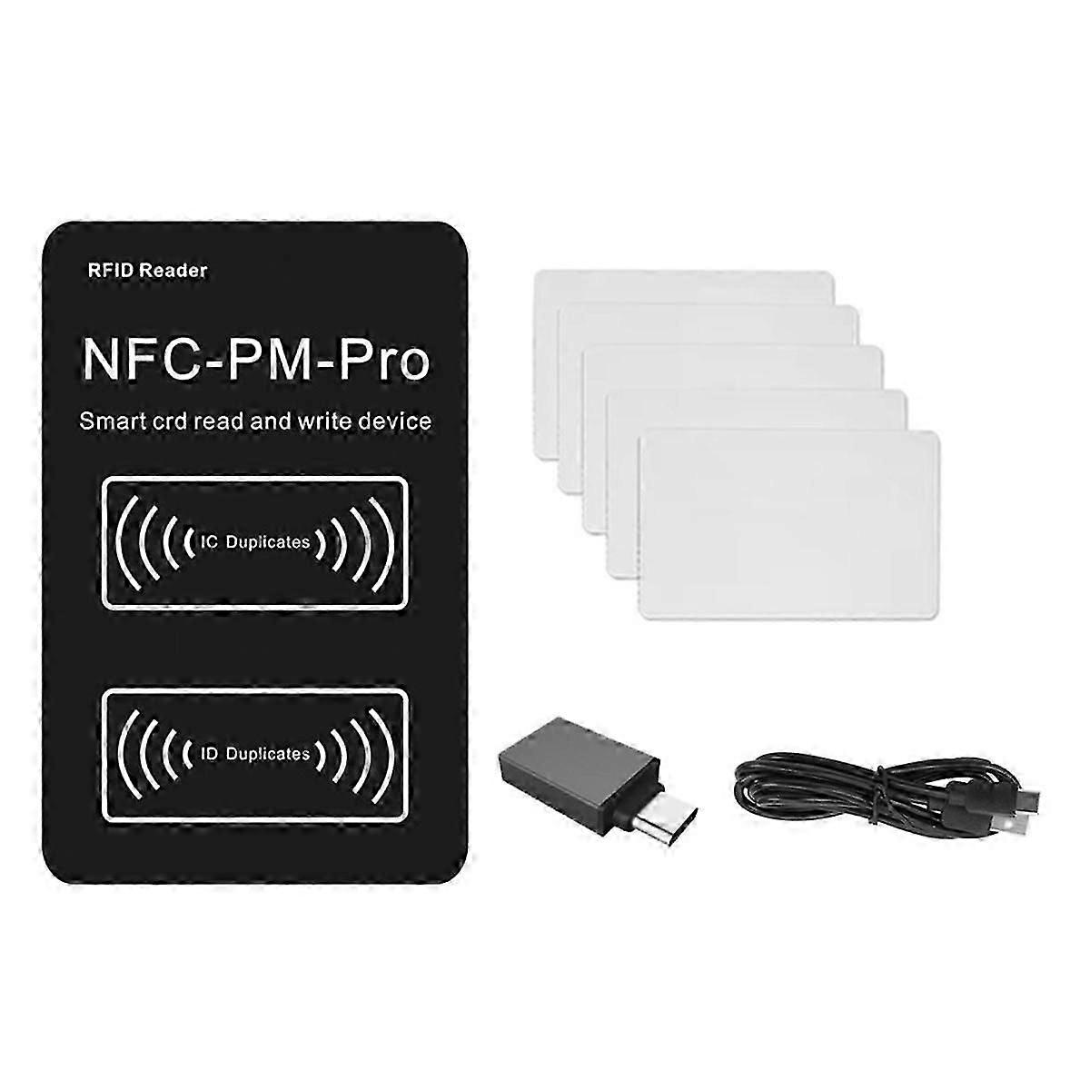 RFID Smart Chip Reader PM PRO Decoder+5XCUID Card NFC Key Copier 13.56Mhz 125Khz Badge Write Token