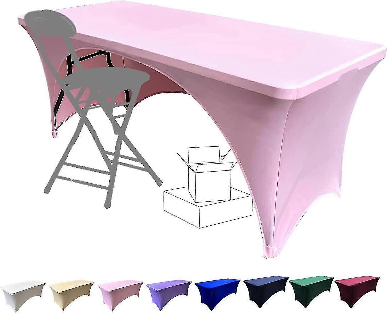 Stretchable Tablecloths 6ft for Rectangle Tables with Open Back, Fitted Spandex Rectangular Patio Table Covers