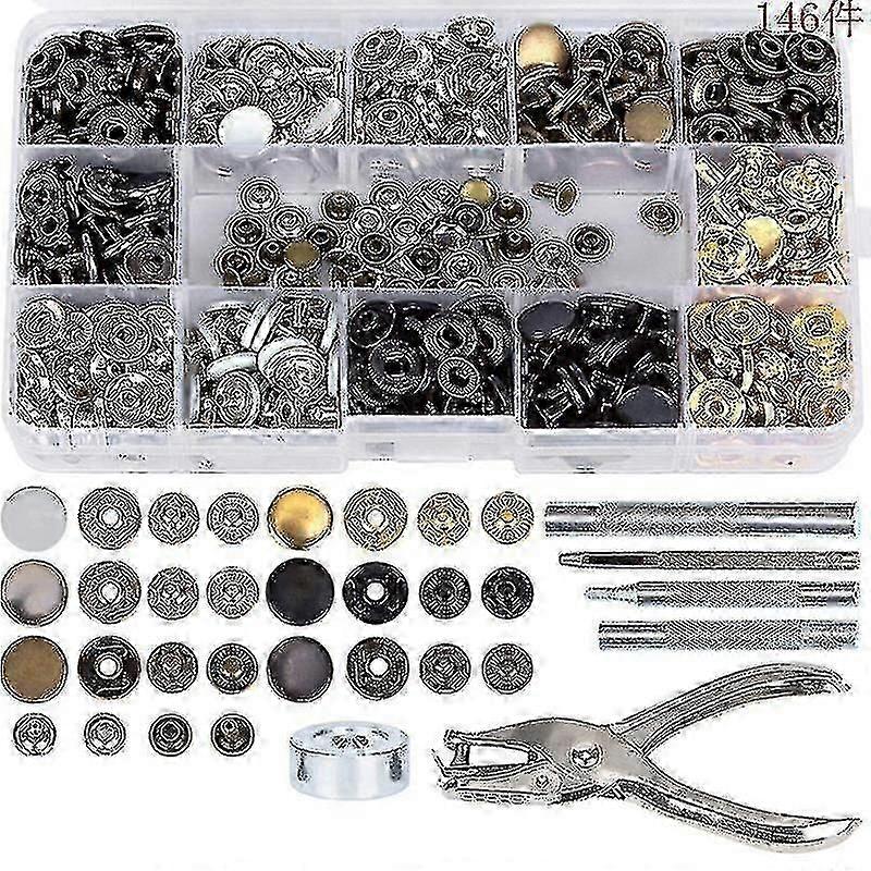 120pcs Snap Clasps Kit Metal Button Snaps Press Studs