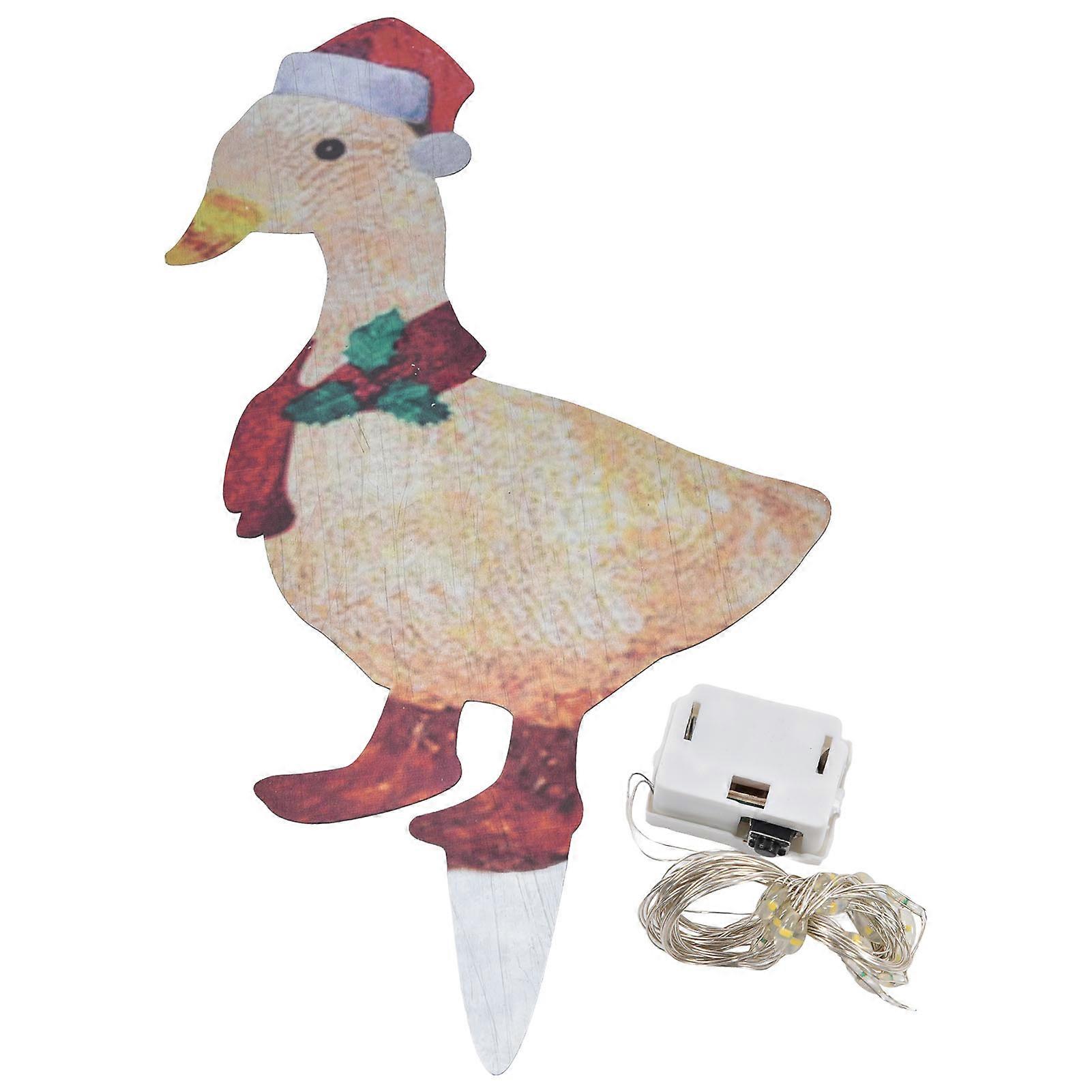 Light Up Duck Decor Metal Duck Garden Stake with Decorative Light String for Outdoor Ornament