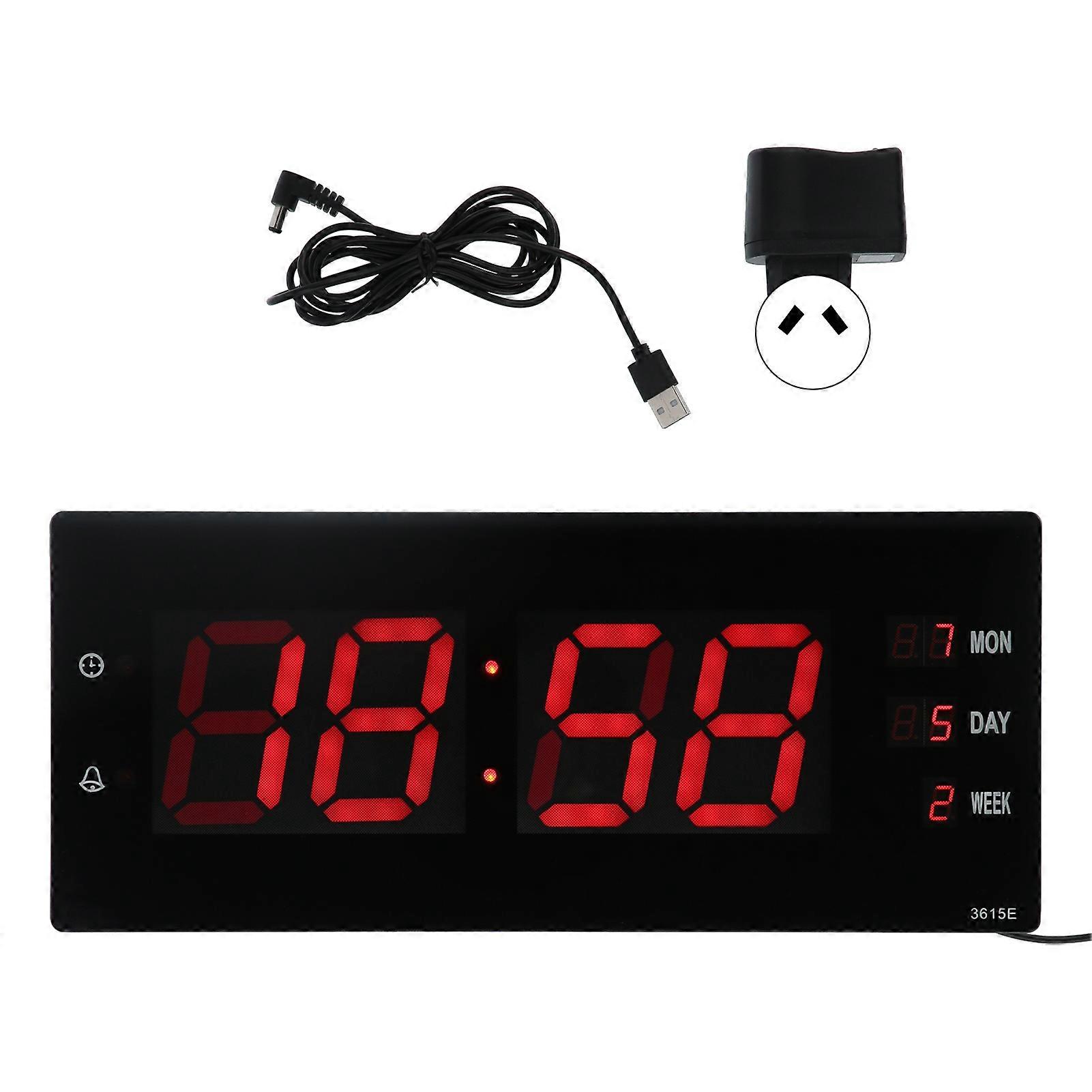 Electronic Digital Wall Clock With Temperature Display Calendar Night Light 100-240V AU Plug For Home Office