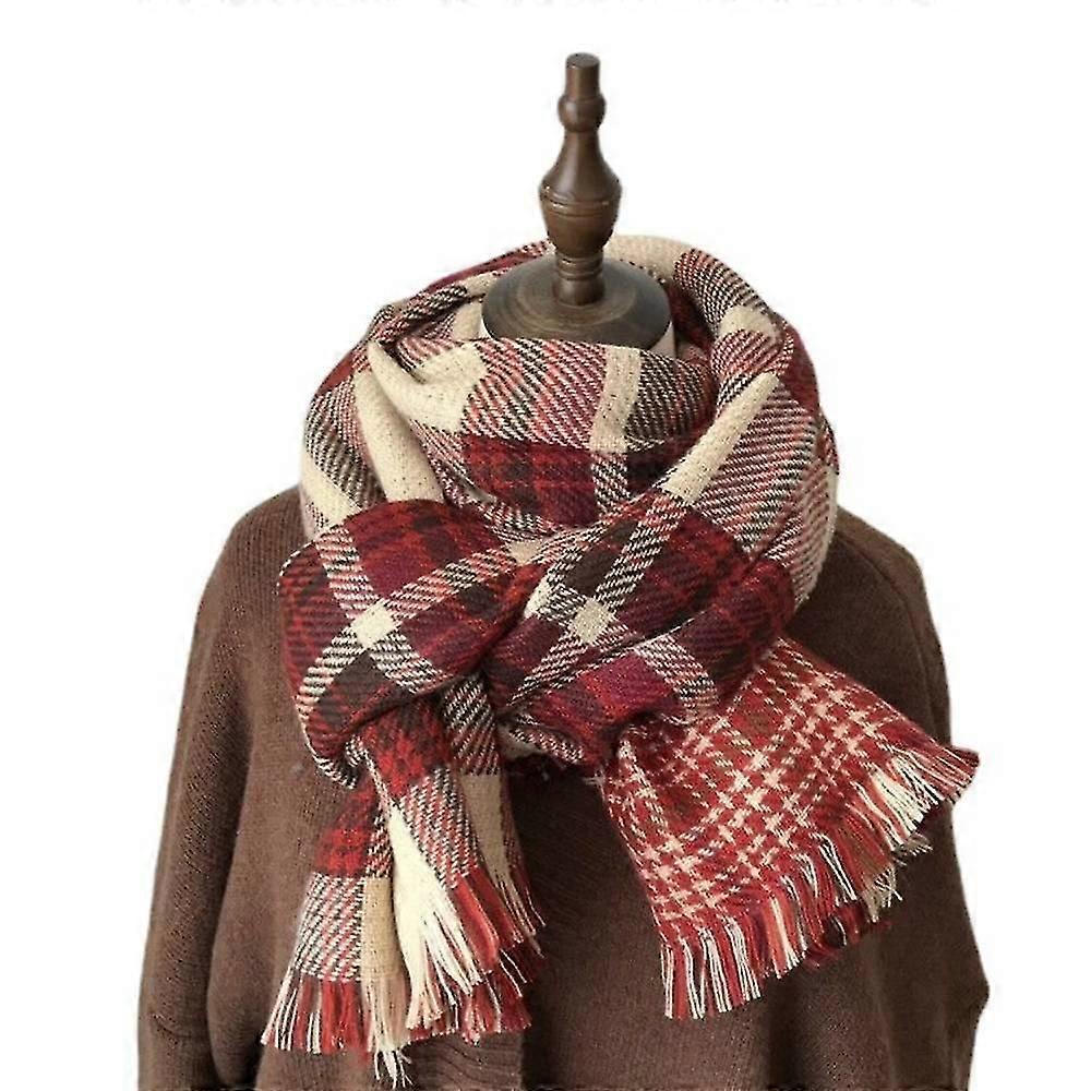 Retro Plaid Scarf, Women's Versatile Autumn And Double-sided Ickened Shawl, Japanese Studen