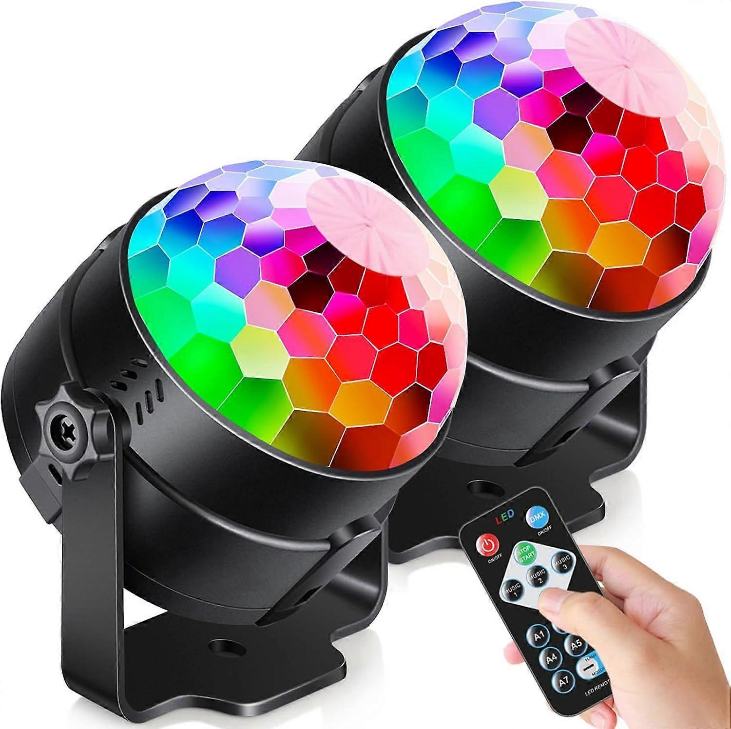 2 Pack Sound Activated Party Lights with Remote Control Dj Lighting, Strobe Light Stage Lamp for Home Room Dance Parties