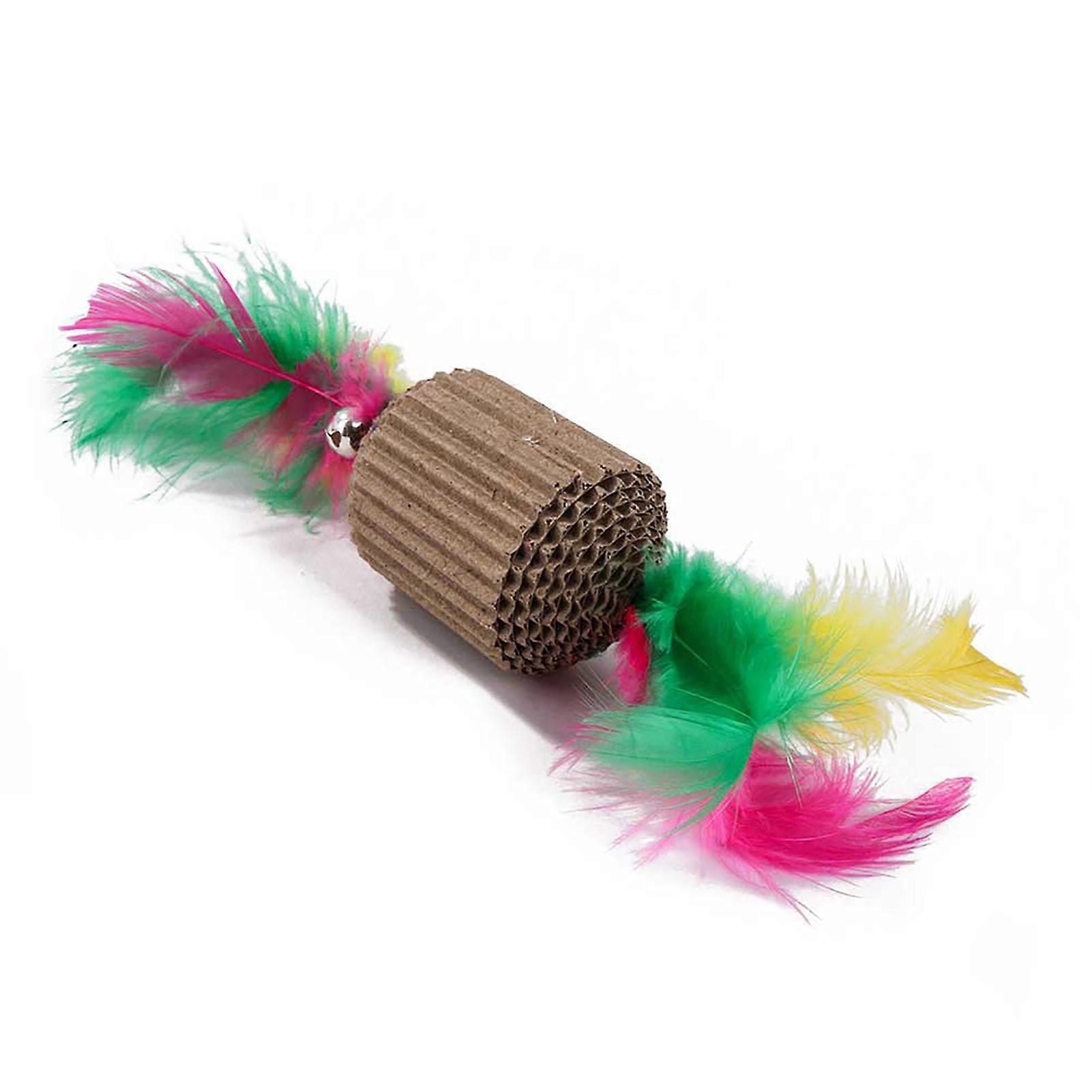 Mini Teaser Cat Toy with Corrugated Paper and Feather