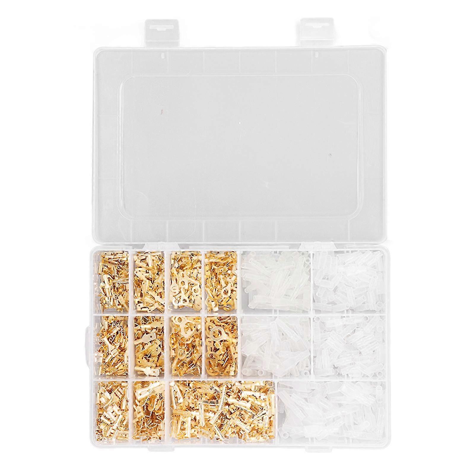 1000pcs זכר נקבה חוט ספייד מחבר בלוק מסוף לחיצה מבודד 2.8 4.8 6.3 מ"מ זהב