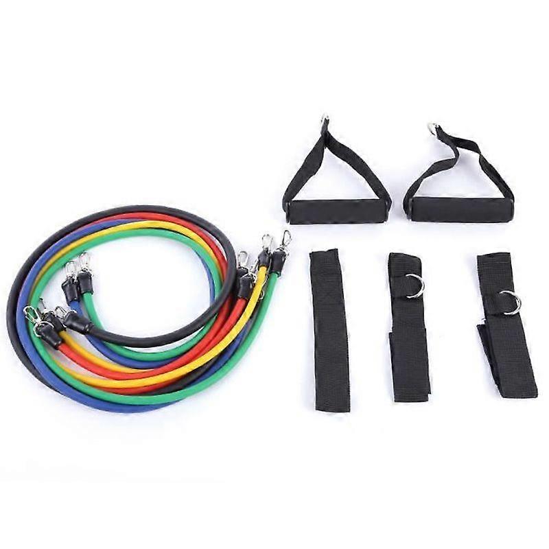 Latex Resistance Bands - 11 Piece Set - Padded Foam Handles