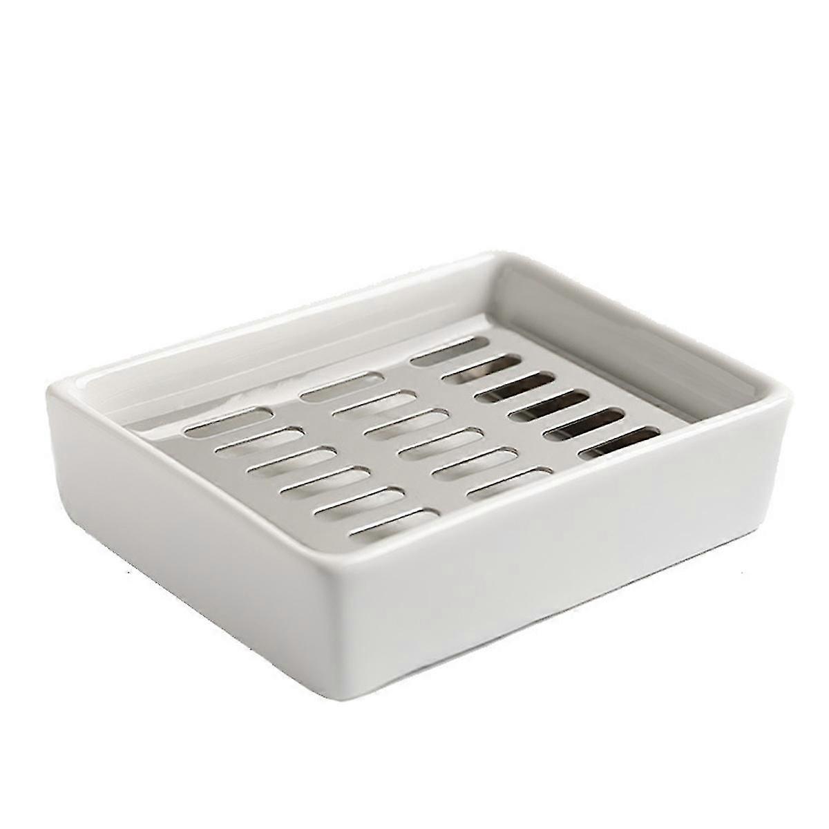 Ceramic Soap Dish, Soap Holder For Bath And Shower, Double Layer