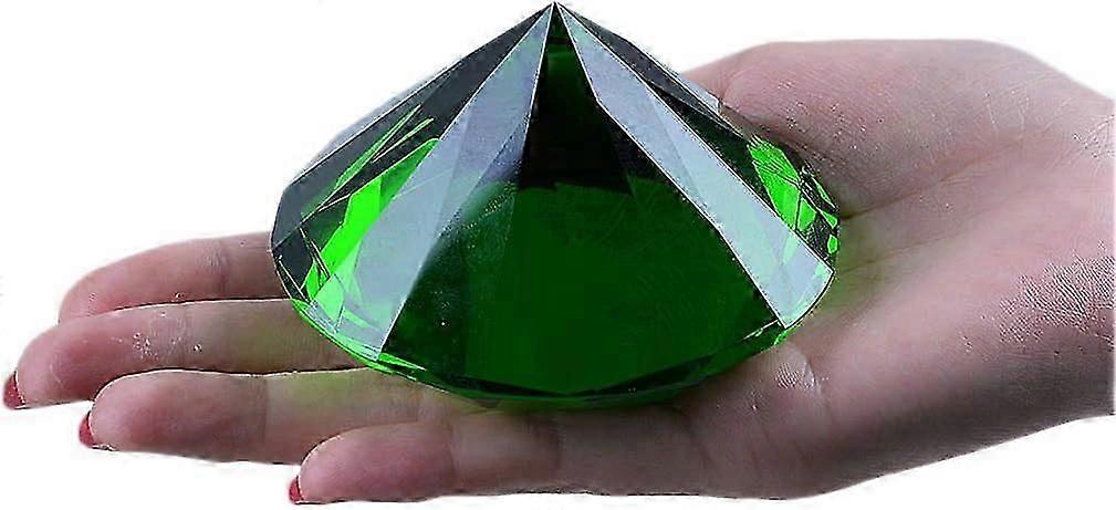80mm(3.1インチ)クリスタルダイヤモンド文鎮飾りホーム会場装飾ソリッドカラーグリーン