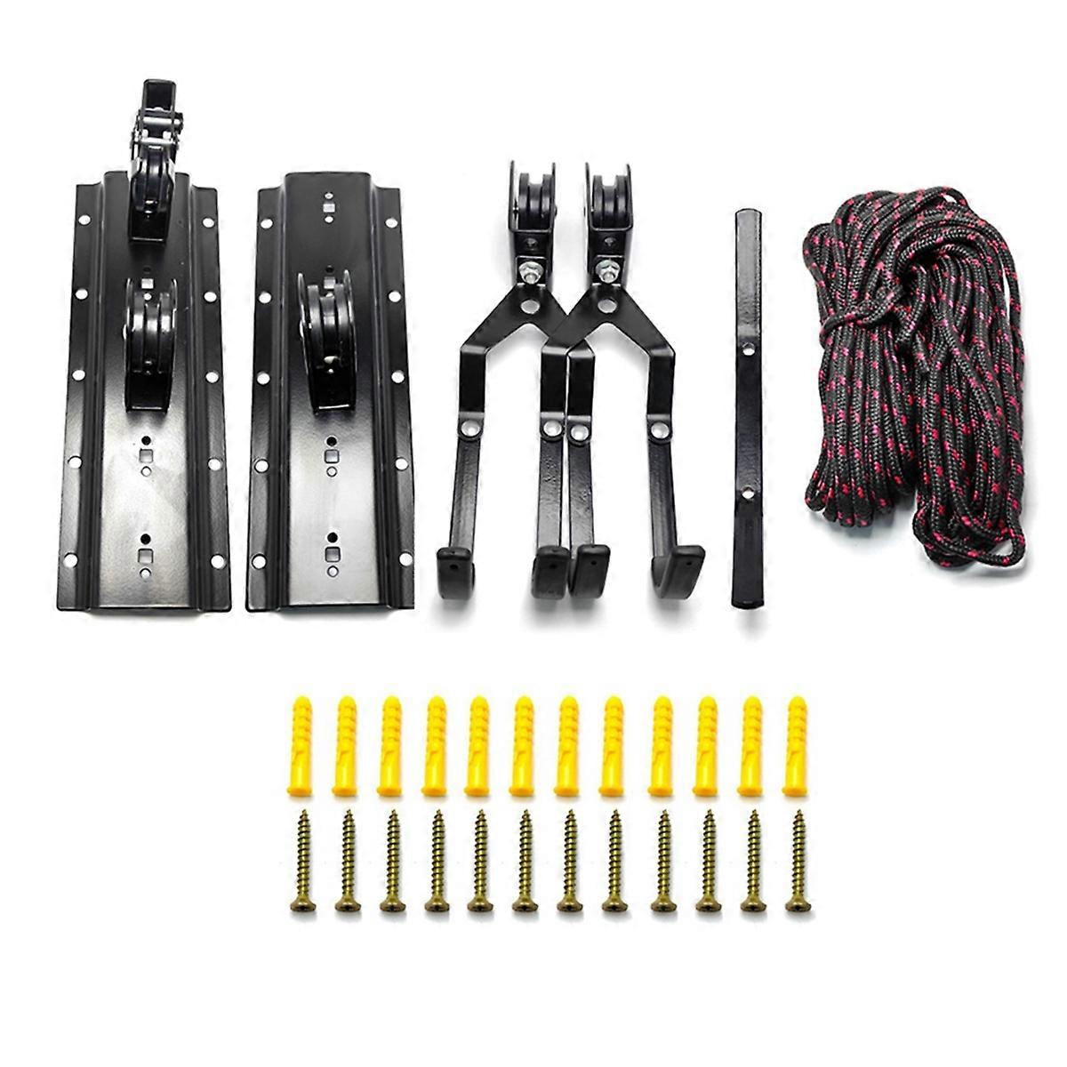 Garage Ceiling Bike Hoist System - Pulley Storage with Bike Hangers, Efficient Space-Saving Mount for Bicycles