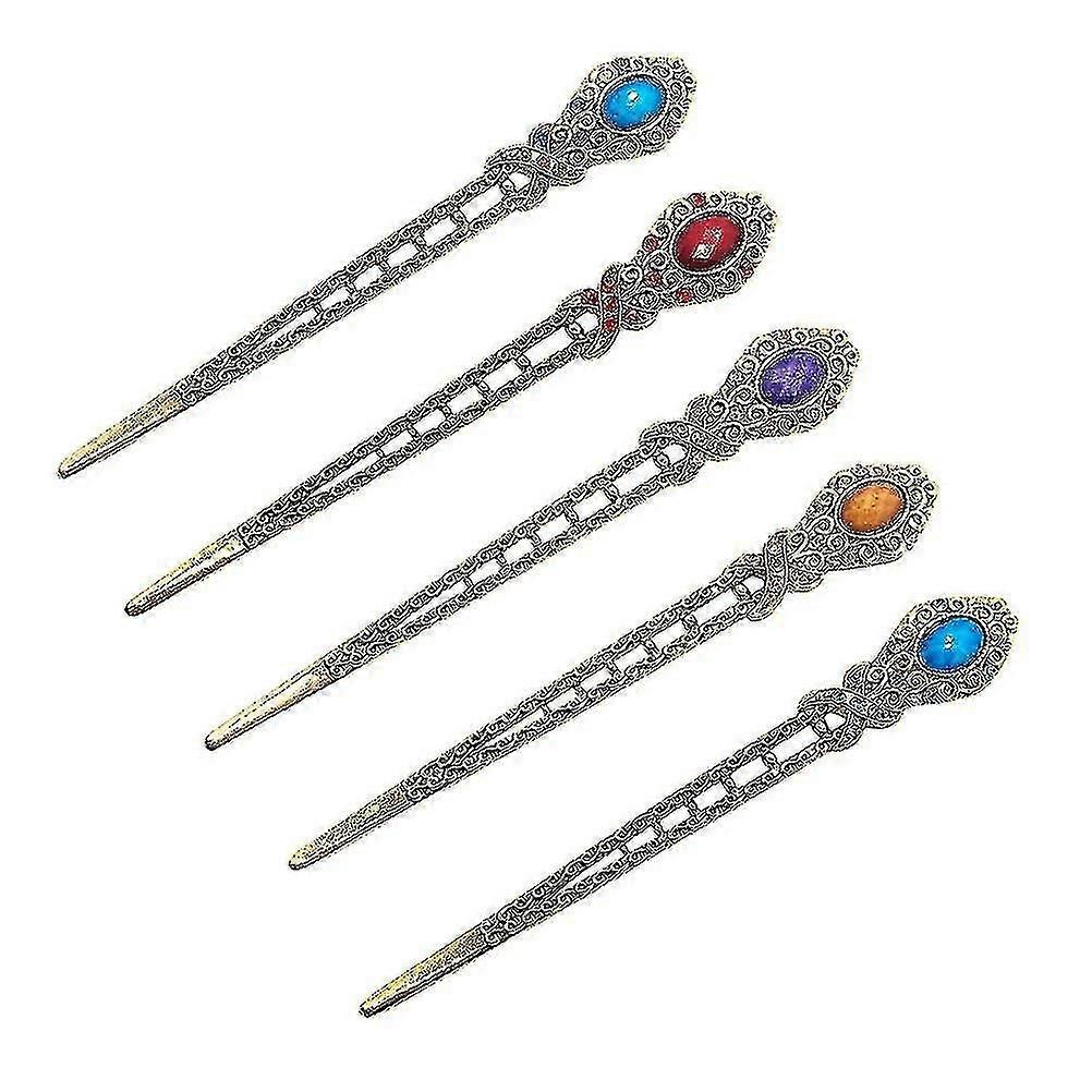 Lot de 5 épingles à cheveux anciennes, style rétro, pompon, strass