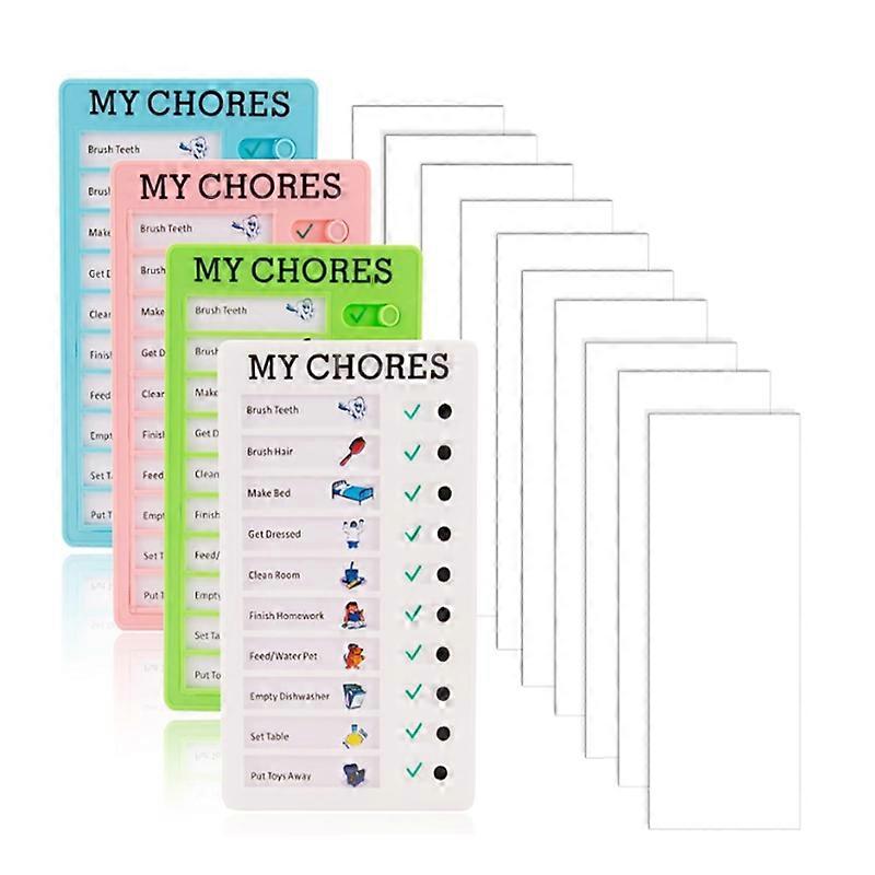 4 Pieces My Chores Check List Board with 10 Detachable Cardstock