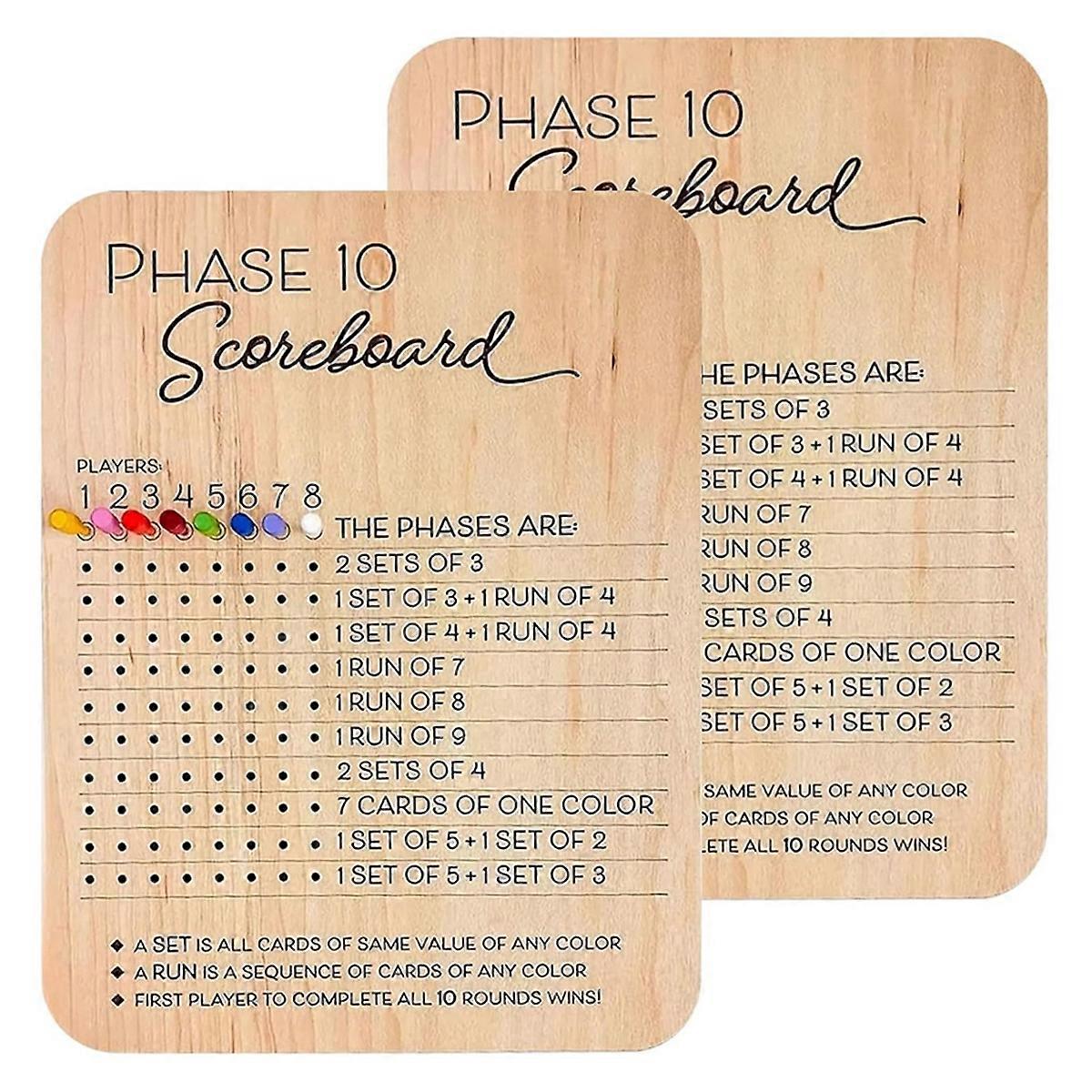 Phase 10 Score Board, Round Tracker for Phase 10 Card Game