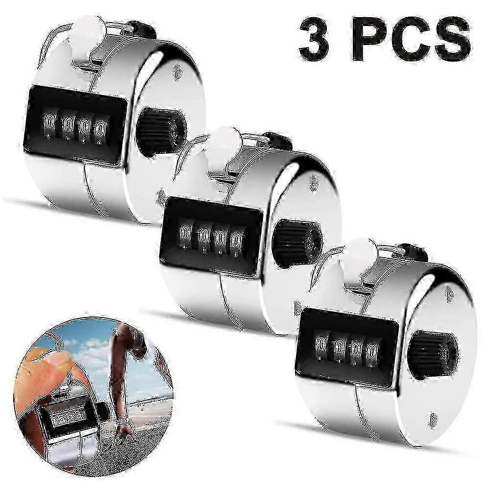 3pcs Metal Hand Tally Counters Contadores de 4 dígitos