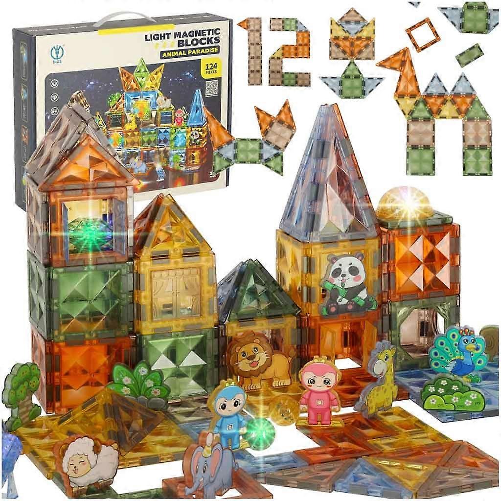 3D construction magnetic blocks glowing zoo 124 el.