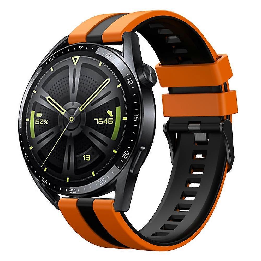 Vertical Two Color Silicone Watch Band 22mm