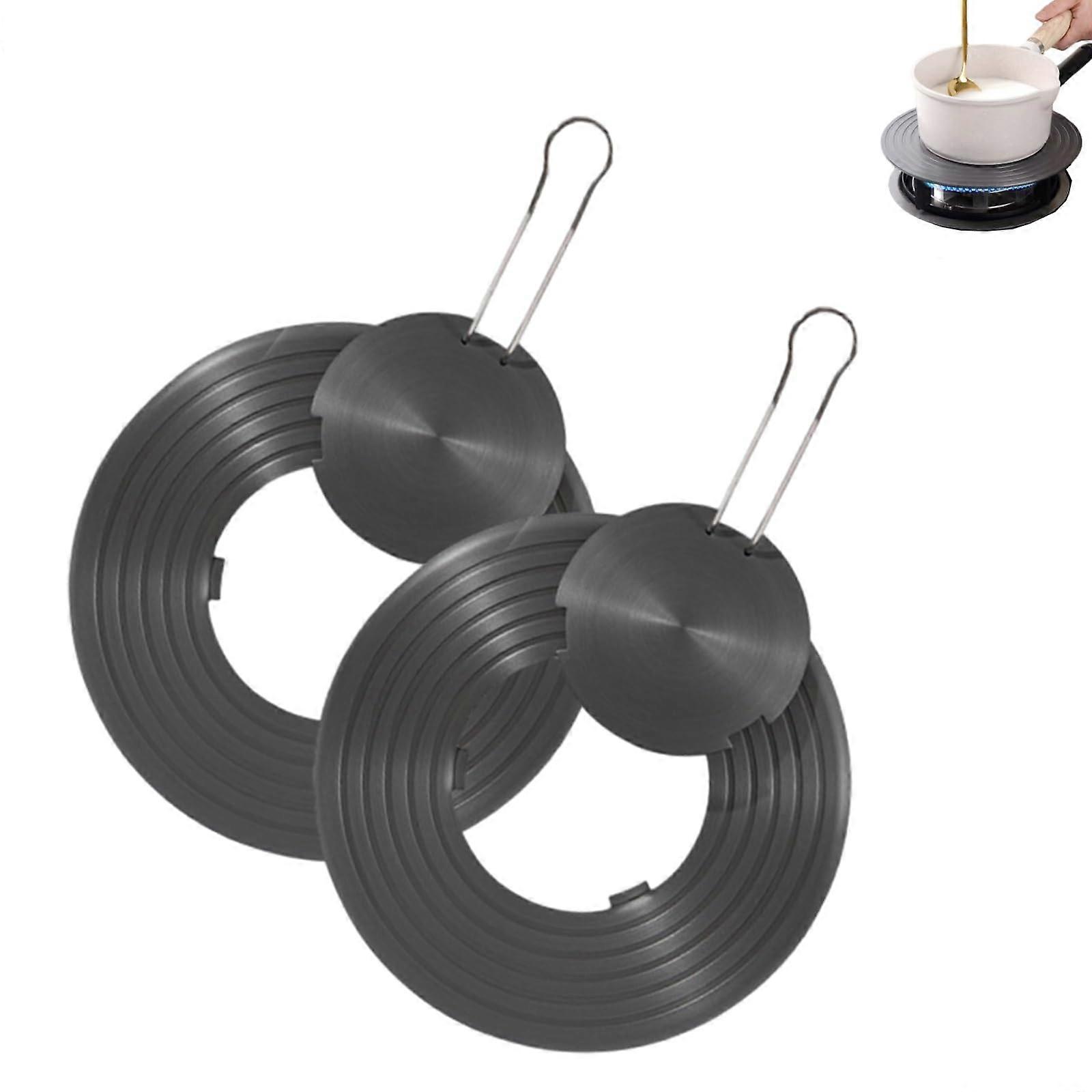 Heat Conduction Plate for Gas Stove - Aluminum Alloy Heat Diffuser with Removable Handle, 2-Piece Cooker Plate Set