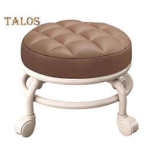 שרפרף מתגלגל בגובה נמוך עם גלגלים 360 מעלות כרית מלאה ספוג עור מלאכותי חנות משרד ביתי מודרני כיסא מושב כיסא מושב רולר עגול