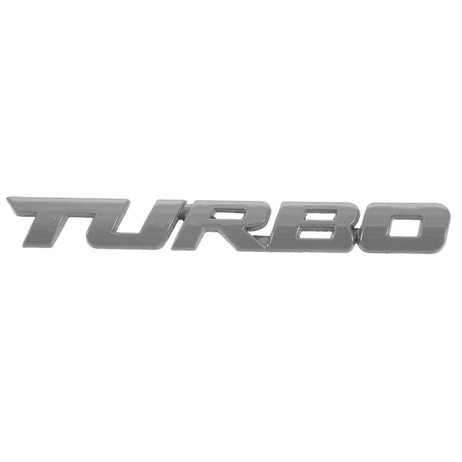 TURBO Universal Car Motorcycle 3D Metal Decal Sticker, Silver