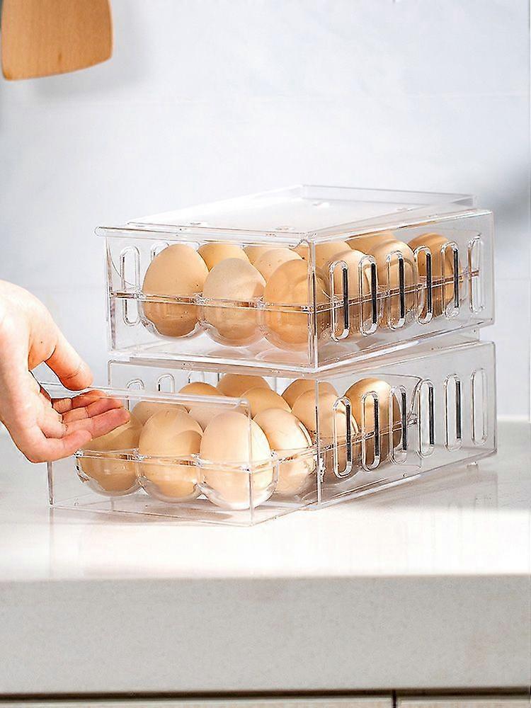 2023 New Upgrade 12 Slot Egg Storage Box - Drawer Design, Stackable & Space-saving
