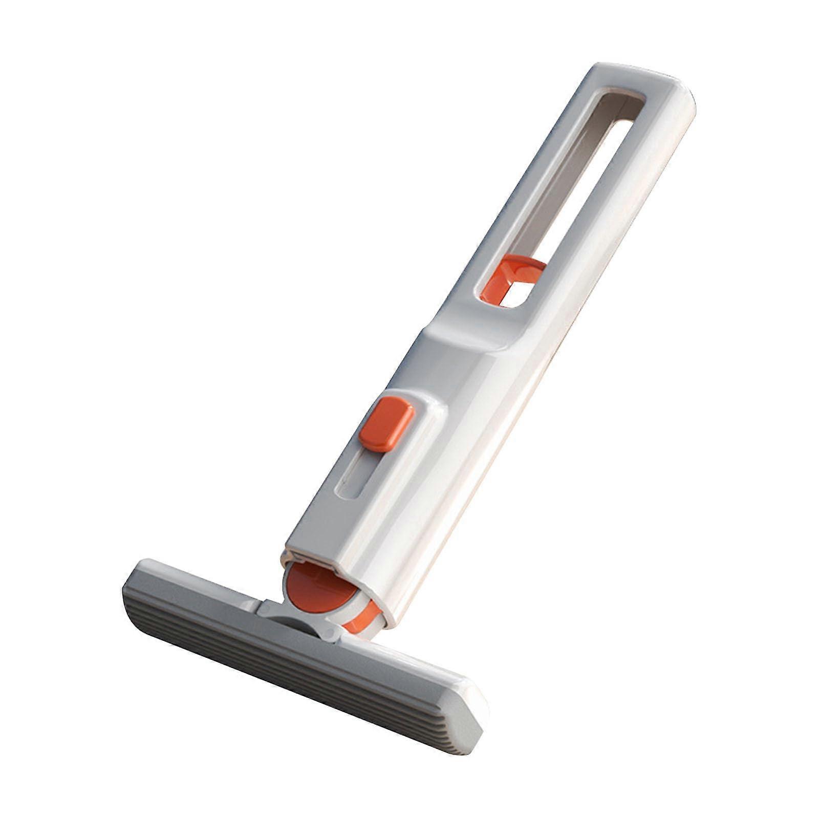 Portable Mini Cleaning Mop for Wet and Dry Use, Hand-Free Sponge Mop with 2 Cotton Heads and 1 Squeeze Handle for Bathroom, Kitchen, and Car