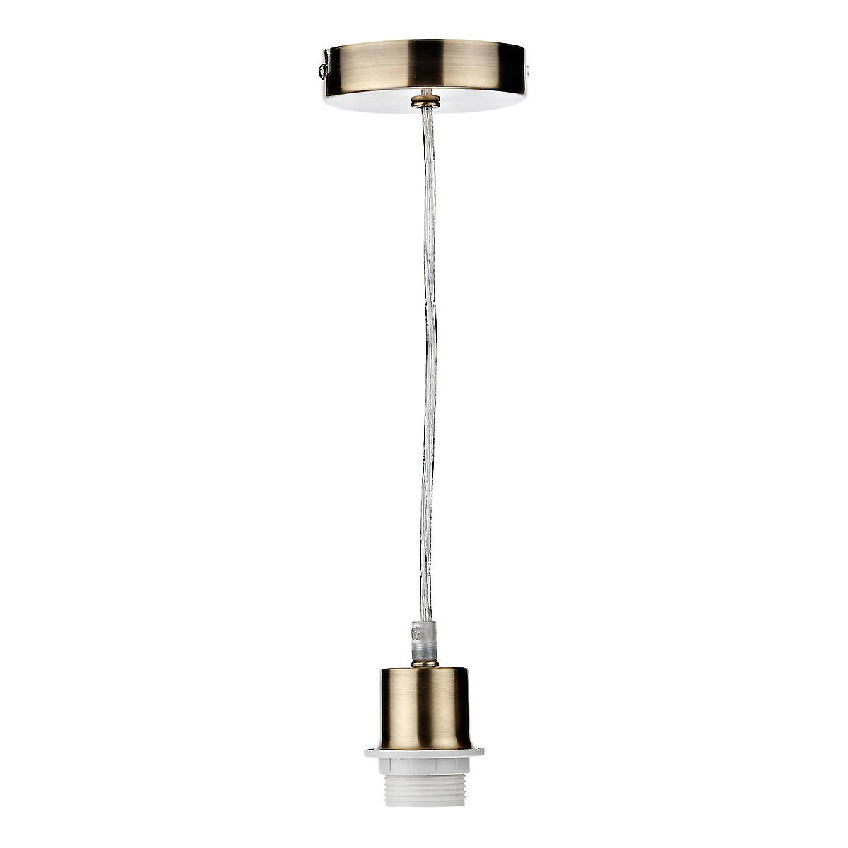 Lighting Simple 1 Light Antique Brass E27 Suspension With Clear Cable