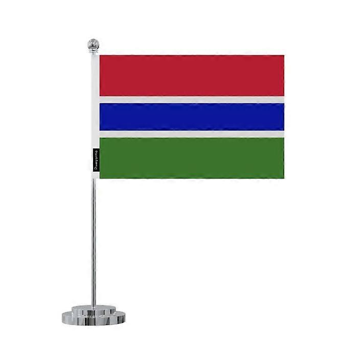 Gambia Desk Flag – 14 x 21 cm – Polyester – Stainless Steel Base