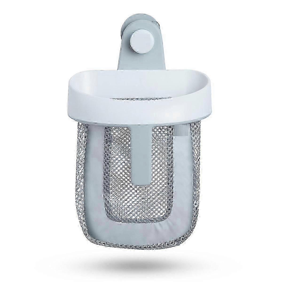 Hanging Bath Toy Storage with Quick Drying Mesh, White & Gray