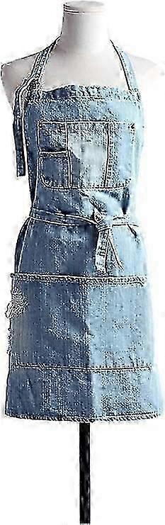 Pamuklu Denim Önlük Soft - Mutfaklar İçin Mükemmel 5 Cepli Unisex Ayarlanabilir Önlük Önlüğü