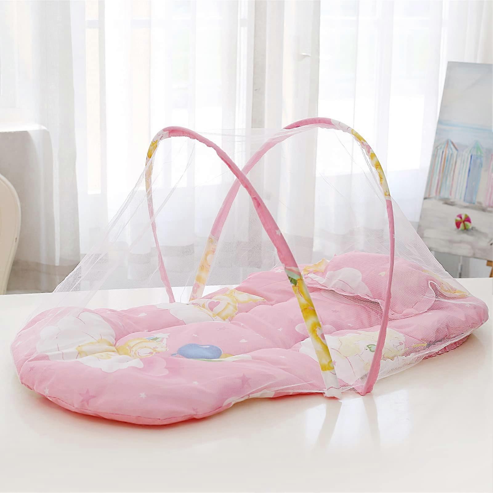 Pop-Up Tent With Mosquito Net For Baby Bed Travel Cot Foldable Pink 92x48x42 cm Bedding Included Newborn