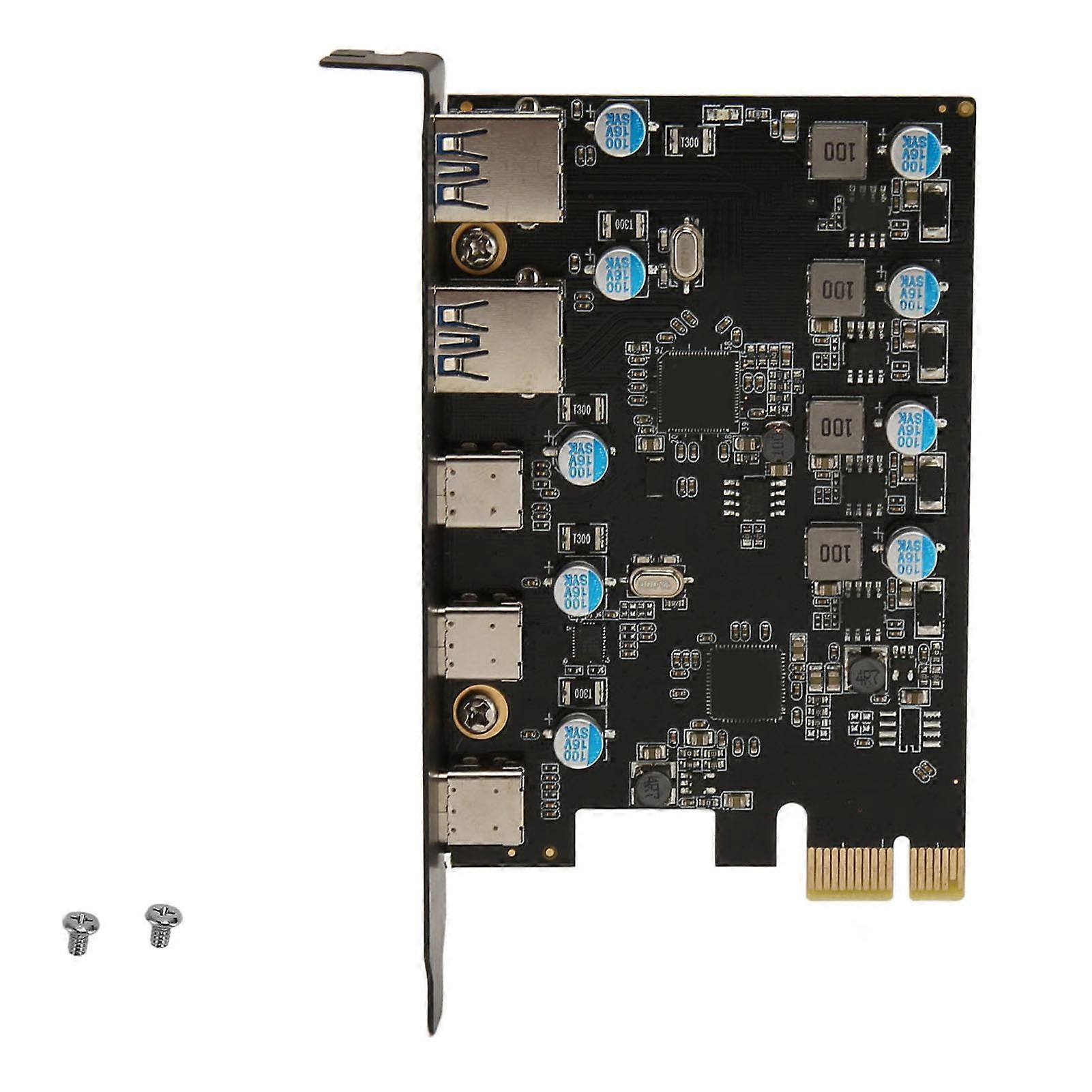 UP5300 5 Ports USB 3.1 PCIe Expansion Card 5Gbps Fast Transmission Desktop PC Expansion Card for Windows 7 8 10 for OS X