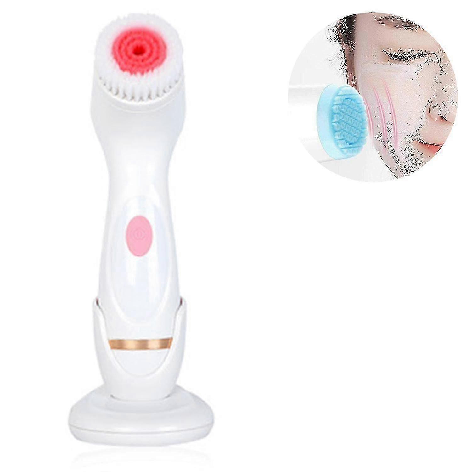 洗顔ブラシ、充電式電動洗顔ブラシ、IPX7防水、スキンケア、角質除去、マッサージ、メイクアップブレンディング用の3つのブラシヘッド