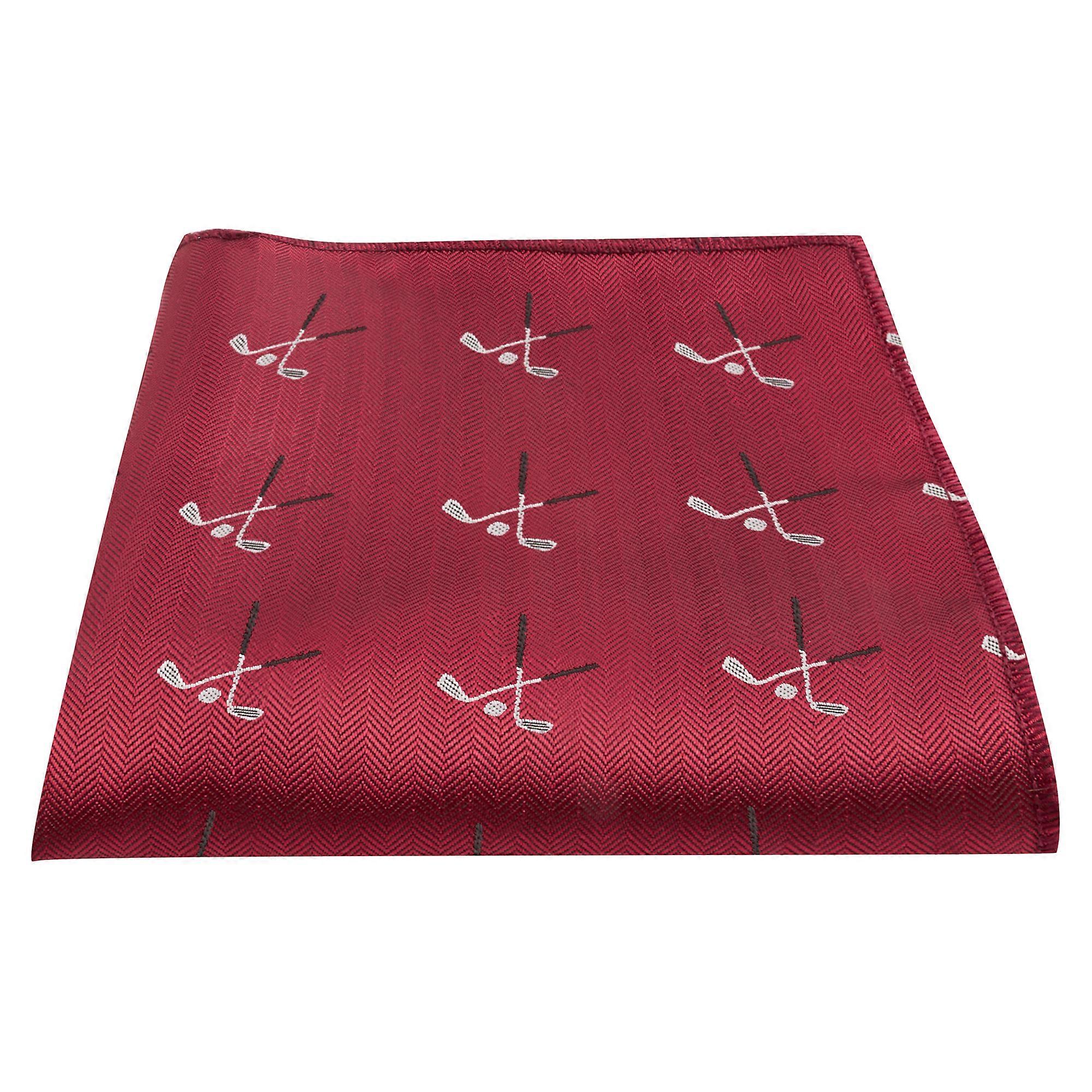 Burgundy Red Golf Clubs Herringbone Pocket Square