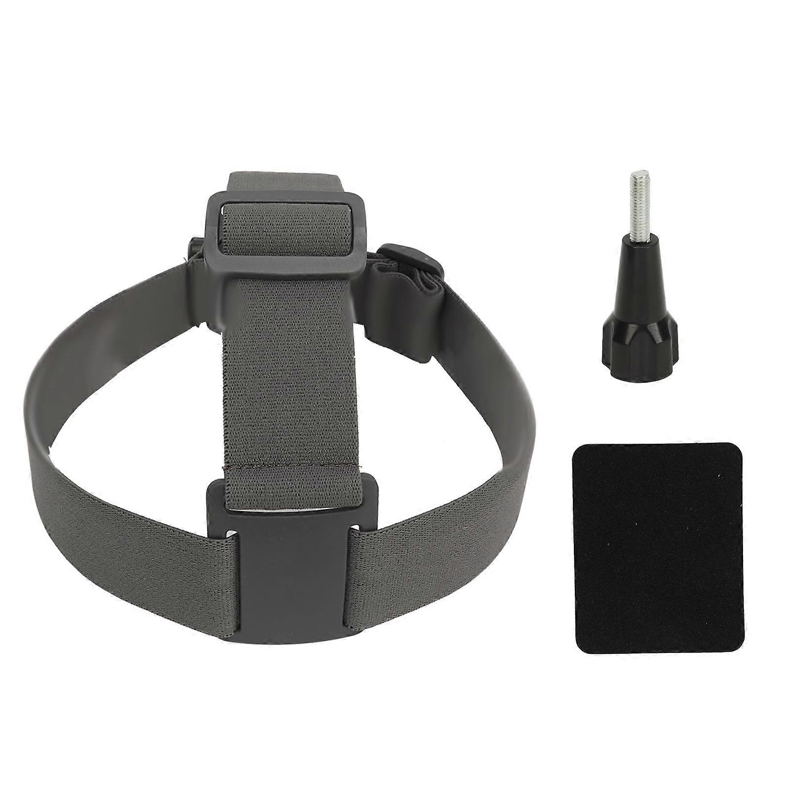 Grey Adjustable 360-Degree Sports Camera Head Strap Mount Universal Base First-Person View Hands-Free Filming Durable Material Secure Fi