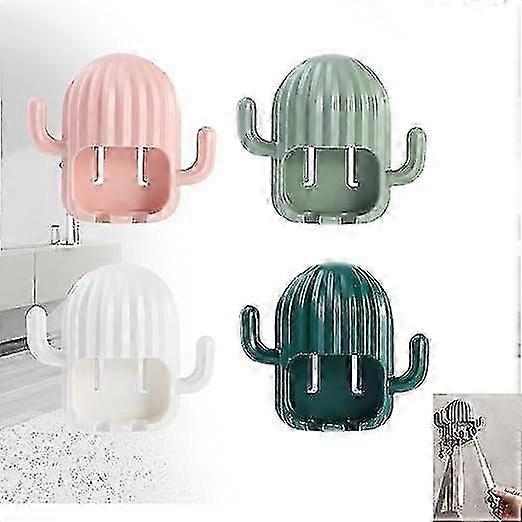 Wall Mount Toothbrush Holder, 4pcs Reusable Waterproof Adhesive Hooks for Bathroom
