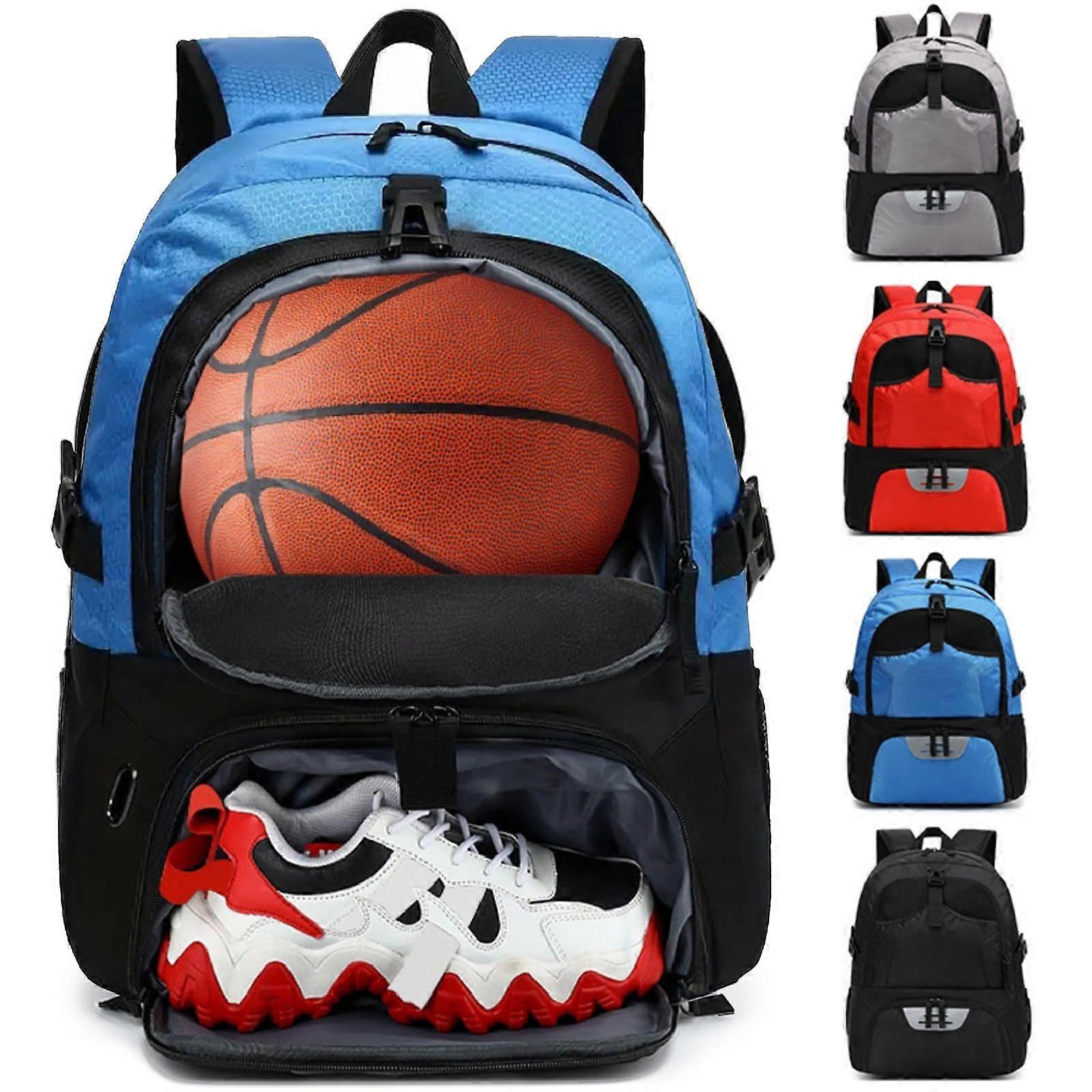 Basketball Backpack, with Ball Compartment, Shoe Bag, Blue, 36L