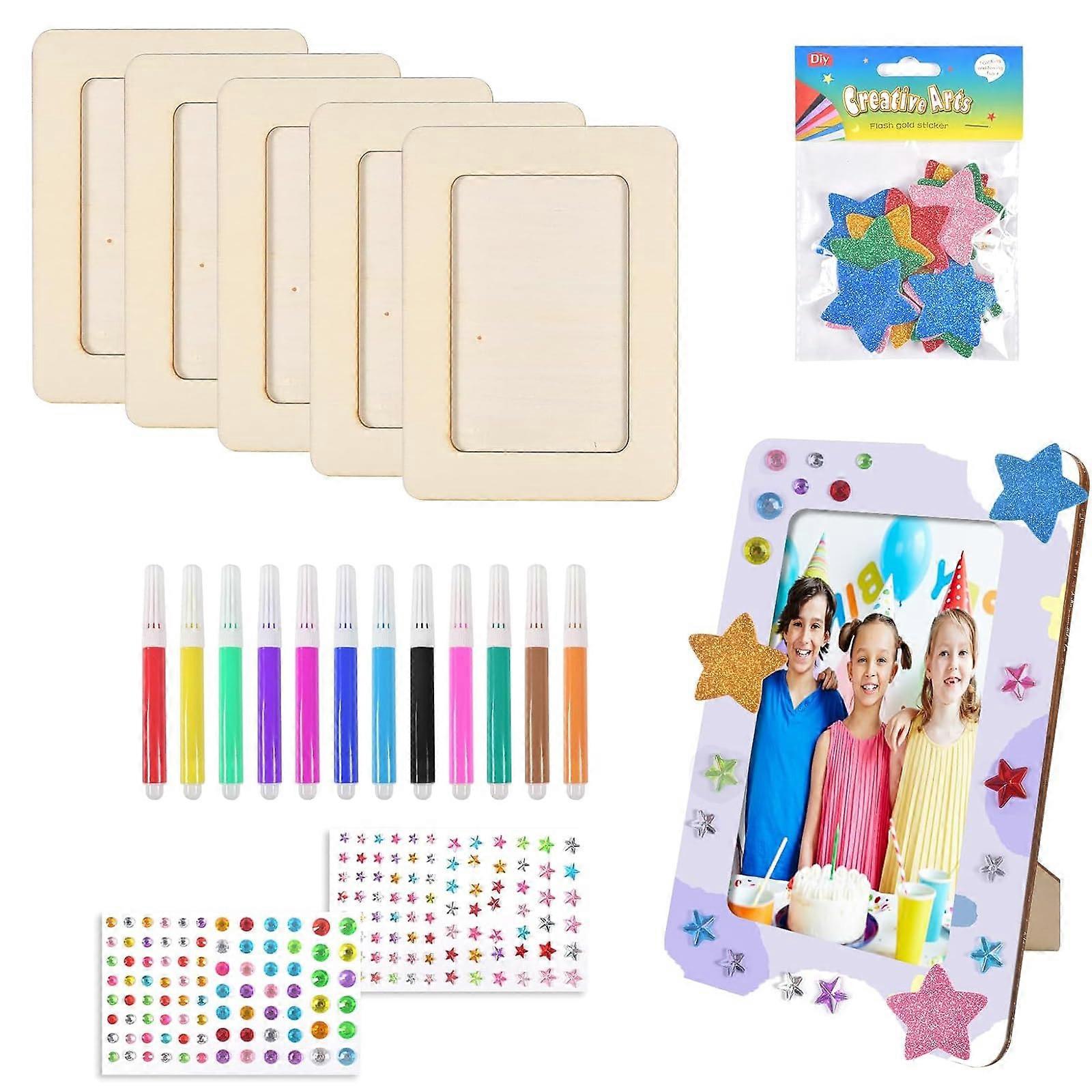 Set of 6 Wooden Colour Picture Frames Craft Set, 14 x 19 cm 's DIY