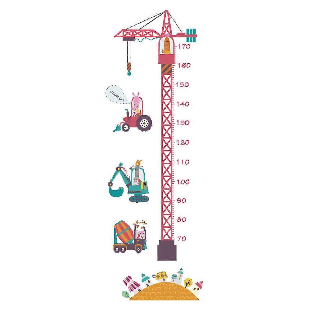 2pcs Tower Crane Wall Stickers Fun Height Measurement Decals for Decoration Easy Apply Remove Material