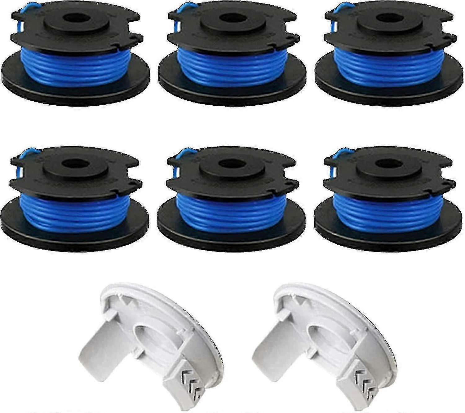 (6 Spools + 2 Caps) 1.65mm, 3.3m Ryobi One + Ac14rl3a Lawn Mower Replacement Spool 18v 24v 40v Lawn Mower Replacement Spool