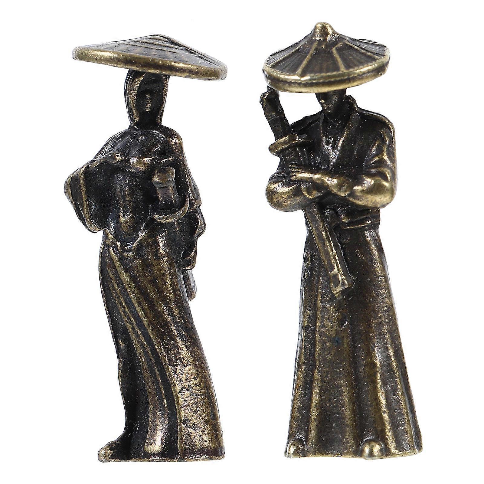 Mini Samurai Figurine Ancient Chinese Warrior Model Car Interior Decor 2Pcs